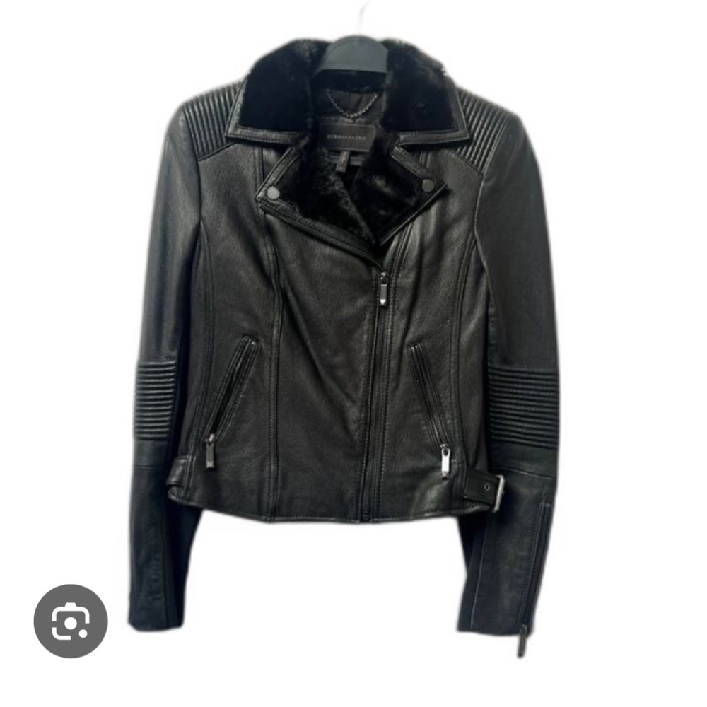 BCBGMaxAzria Charlie Zip Black Leather Moto Jacket – Size S